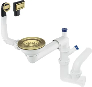 Neuesbad Siphon SPACE SAVER für 1-Becken SINKS 3,5", Gold Gebürstet NB1DEZXYR9491