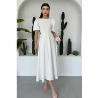 WOMAN VISION Midikleid Midi-Kleid mit Rundhalsausschnitt und ausgestelltem Rock
