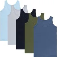 LOREZA Unterhemd 5er Set Jungen Unterhemden 100% Baumwolle - Feinripp - Ohne Seitennaht (Spar-Packung, 5-St., 5er-Pack)