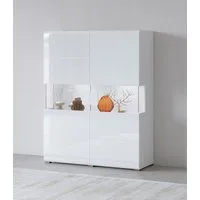 OTTO home Highboard Toledo,Breite 121,5 cm, trendige Hochkommode mit 2 Türen, Hochschrank mit Glas-Partien,stylische Hochglanzfronten