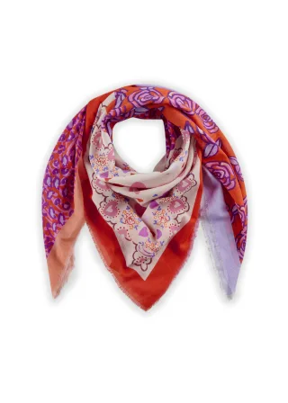 luftiges Tuch aus Organic Cotton mit Multi-Mix-Muster rot - Gr. - one size