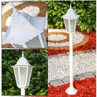 hofstein Außen-Stehlampe »Fabiano« Außenleuchte in antikem Look, ohne Leuchtmittel, Aluguss in Weiß mit Milchglas-Scheiben, Wegeleuchte 120cm, E27, IP44