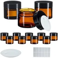 relaxdays Dose Salbentiegel Braunglas 60 ml Set (12 St), 12er Pack