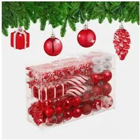 relaxdays Weihnachtsbaumkugel Weihnachtskugeln im 72er Set, rot