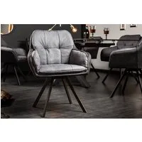 riess-ambiente Armlehnstuhl MR. LOUNGER hellbraun – Microfaser, mit Armlehne, Metall-Beine, 180° drehbar mit Rückholmechanik – ideal für Esszimmer oder Büro