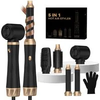 UKLISS Multihaarstyler 5-in-1 Haarstyler, Rundbürste, Haartrockner, Lockenstab und Glätteisen, 3 Temperaturstufen für Volumen, Glätten, Locken und Föhnfrisuren