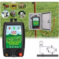 PRIISF Staketenzaun 230V Weidezaungerät Elektrozaungerät 12V Weidegerät Elektro Weide Zaun, (1,5 Joule, 12000 Volt, 5 km Reichweite Weidezaun Elektro Weide Zaun, schlagstarkes Elektrozaungerät für Weidezäune), für Geflügel, Vieh, Hobbytiere, Haustier