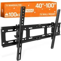 RICOO TV-Wandhalterung TV Wandhalter 30"- 65" max 100 Kg Belastungsgewicht neigbar R17, (bis 65 Zoll, 1-tlg., fest, neigbar, für 30 Zoll/ 876 cm - 65 Zoll/ 165 cm Diagonale stabil, flach bis 30° neigbar Wandabstand 65 mm ultra slim Wand Halterung)