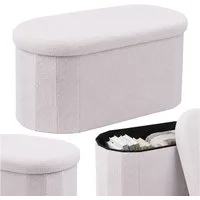 relaxdays Sitztruhe Sitzbank aus Teddystoff, weiß