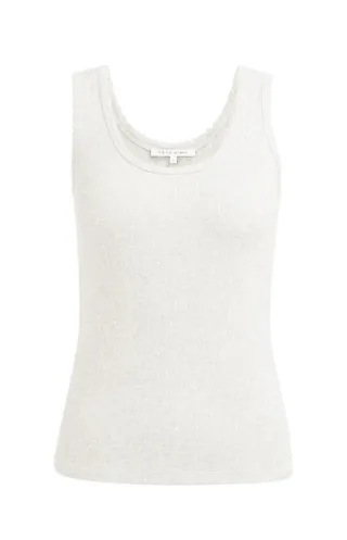 Yaya - Geripptes Tanktop mit Bogenkante silver - Gr. - L