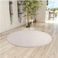 Teppium Teppich Unicolor - Einfarbig, Rund, Höhe: 11 mm, Kurzflor Teppich Anti-Rutsch Rückseite Waschbar Flauschiger