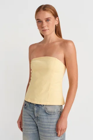 Trägerlose Taillierte Peplum-Bluse
