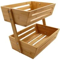 hausleben Obstschale Obstkorb mit 2 Etagen 34x22x28 cm, (1-tlg), Obstschale Obst Halter, Küche Ablagekorb Brot Snacks Korb