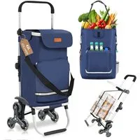 Sekey Einkaufstrolley Klappbarer Einkaufswagen mit Kühlfach, Treppensteiger Trolley 3 in 1, 42 l, Faltbarer Einkaufswagen inkl. Einkaufschip und Spanngurt