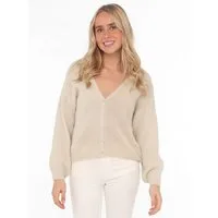 Zwillingsherz Strickjacke "Uni" One Size, Langarm, Knopfleiste, tiefer V-Ausschnitt, Wollanteil