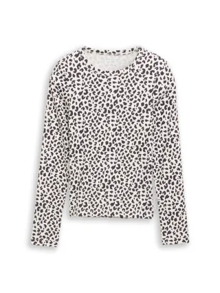 tom tailor kids - Langarmshirt mit Rippstruktur white dark navy leo - Gr. - 140