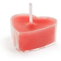 partydeco Teelicht, Teelichter Kerzen Wachs 2x4cm Herzen 10 Stück Rot / Transparent