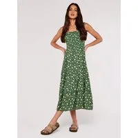 Apricot Midikleid Florales Midikleid mit Smokdetails