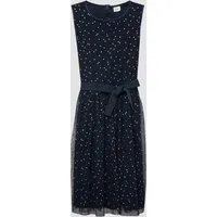 s.Oliver Midikleid Kleid Ärmelloses Mesh-Kleid mit silbernen Pünktchen