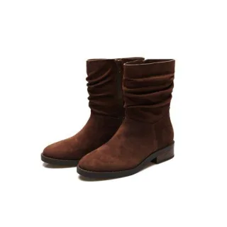 Veloursleder-Boots mit locker sitzendem Schaft, Damen,  Braun, Rauleder, by Lands' End