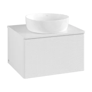 Villeroy und Boch Antao Waschtisch-Unterschrank L29150GF mit Beleuchtung, 1 Auszug, 600 x 360 x 500 mm, Front mit Struktur, Glossy White Lacquer / Glossy White Lacquer