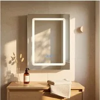 HOMSEE Badezimmerspiegelschrank LED Spiegelschrank 50x70cm, 3 Lichtfarben, dimmbar (1-St) 3 höhenverstellbare Einlegeböden, Touch-Steuerung, Anti-Beschlag