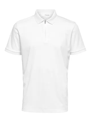 SELECTED MEN - SLMFAVE ZIP SS POLO NOOS Cloud Dancer - Gr. - XL