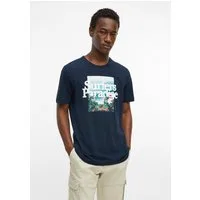 s.Oliver Kurzarmshirt T-Shirt Flammgarn-T-Shirt mit Artwork