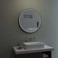 AQUABATOS LED-Lichtspiegel Badspiegel mit Beleuchtung Badezimmerspiegel Rund Spiegel Φ 60cm (80cm, Kaltweiß 6400K, Neutralweiß 4500K, Warmweiß 3000K), Dimmbar,Antibeschlag, Energiesparend