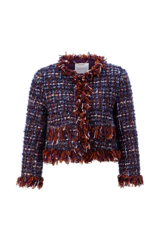 Rich & Royal - Fringed Boucle Jacket midnight blue - Gr. - 38