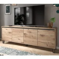 Inn.Furn Lowboard Delio (TV Unterschrank in Eiche mit Grau, 184 x 64 cm), Komforthöhe und Soft-Close-Funktion