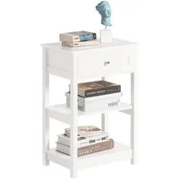 SoBuy Beistelltisch FBT46, Nachtschrank schmal, Wohnzimmertisch, Schlafzimmer Wohnzimmer, Nachttisch Couchtisch Beistelltisch mit 1 Schublade und 2 Ablagen