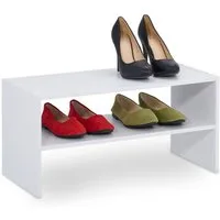 relaxdays Schuhregal Weißes Schuhregal mit 2 Ablageflächen