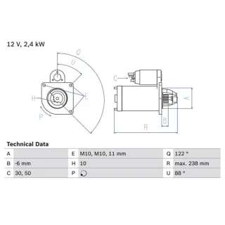 Bosch Anlasser 2,4 kW Renault Espace Laguna Vel 2,2