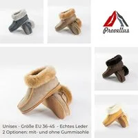 Provellus Hausschuhe Unisex aus deutschem Merino Schaffell & Leder Hausschuh