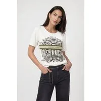Monari T-Shirt Shirt Druck + Schmuck Regular fit mit Strassdetails