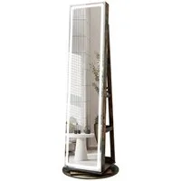 COSTWAY Schmuckschrank mit Spiegel, verstellbaren LED, drehbar, abschließbar