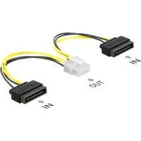 Stromkabel 2 x SATA 15 Pin Stecker zu 8 Pin EPS, Stromversorgung mehrfarbig