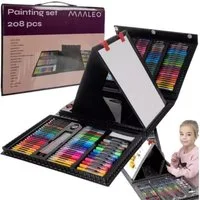 MAALEO Malpalette Malset Malkoffer Set, Enthält Buntstifte, Wachsmalstifte, Ölpastelle, Marker, Aquarellfarben