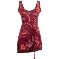 Vishes Sommerkleid Damen Ärmellos Bedruckt Rüschen Raffung Baumwolle Alternative Mode, Boho, Hippie, Ethno, Festival