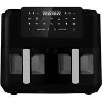 LLIVEKIT Heißluftfritteuse, 2400,00 W, mit 2 Schubladen, 9 Programme, Schwarz