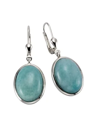 Zeeme Gemstones Ohrringe Silber 925 rhodiniert mit 2x Amazonit 16x12mm