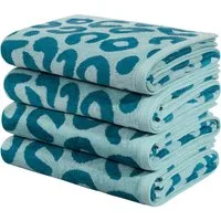 OTTO home Handtuch Set Anna Leopardenmuster, 4-tlg Handtuch-Set, 50x100cm, 100% Baumwolle, Frottiervelours (Set, 4-St), Handtücher, weich, saugstark, modern, Leo, Animal Print