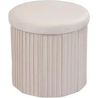 relaxdays Stauraumhocker Hocker aus Samt mit Stauraum, Creme
