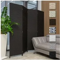 Hexim Raumteiler, Paravent 180x180 cm - Trennwand 4-teilig klappbar für Innenbereich - Raumteiler Spanische Wand Sichtschutz Stellwand freistehend (LR190-schwarz)