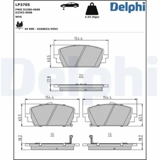 Delphi Bremsbel?ge vorne GENESIS G80 Hyundai Santa Kia Sorento