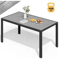 GUNJI Gartentisch 150/180x80cm Aluminiumtisch, Balkontisch, Outdoor-Esstisch (100kg Belastbarkeit, für mehrere Personen, Holzoptik, wasser-sonnenschutzfest & pflegeleicht)