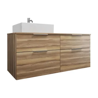 Burgbad Keramik Waschtisch-Set Eqio Frassino Dekor Cappuccino/Alpinweiss, SGUS140LF3437C0001 SGUS140LF3437C0001