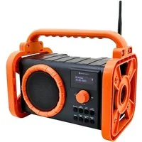 Soundmaster DAB80OR Baustellenradio DAB+ Bluetooth Akku IP44 spritzwassergeschützt Baustellenradio (DAB+, MW, PLL-UKW, FM, 5 W, Baustellenradio, ABS-Gehäuse, IP44 Spritzwasserschutz, LED Lampe, Akku)