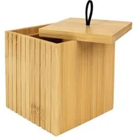 Sanixa Wattepadspender Bambus 9 cm Bad Organizer Braun mit Deckel, (1-tlg., natürliche Badaufbewahrung), kosmetik Aufbewahrungsbox für Wattepads und kleine Pflegeartikel